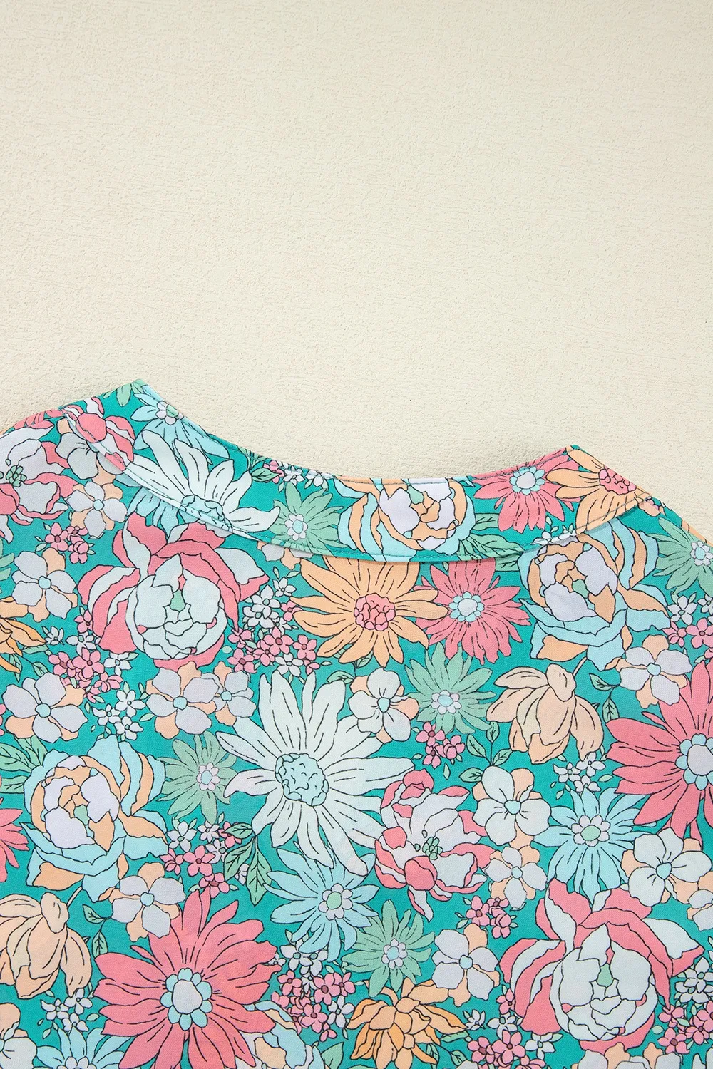 Printed Notched Short Sleeve Blouse, image 3