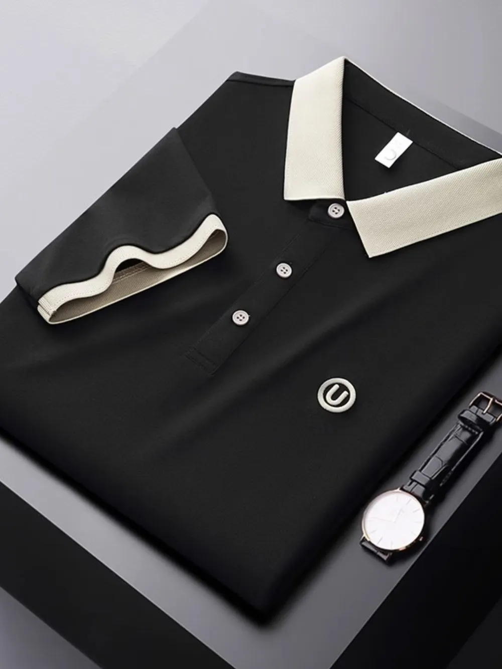 Men's Plus Size Breathable Short Sleeve Contrast Polo