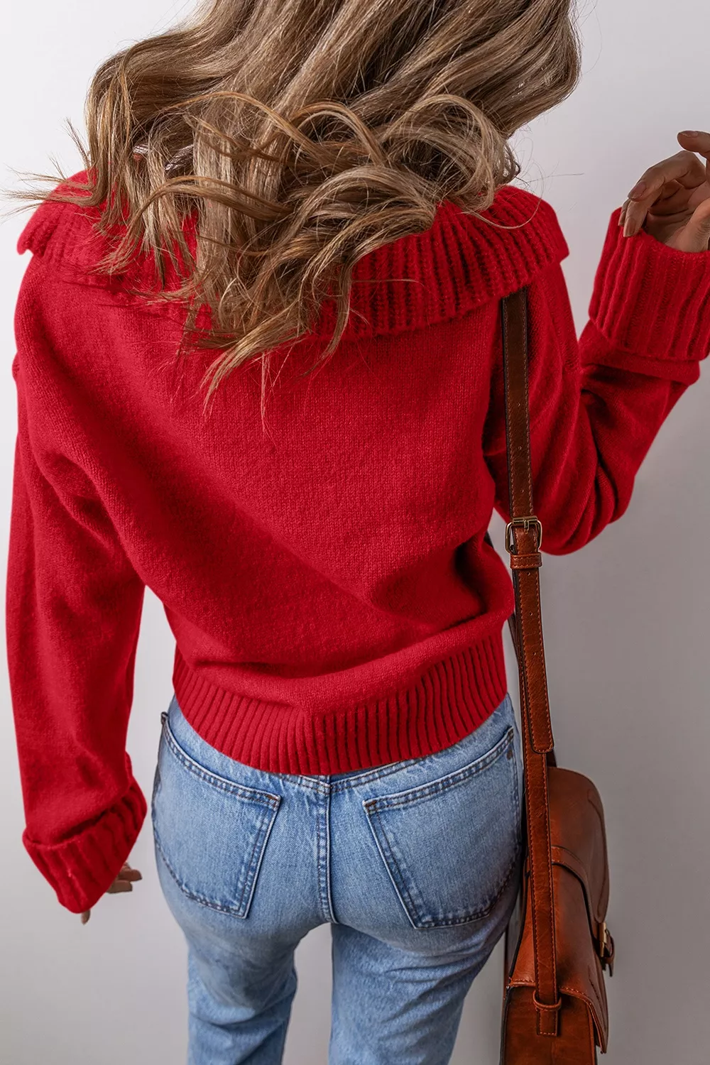 Ribbed Hem Long Sleeve Sweater, image 3
