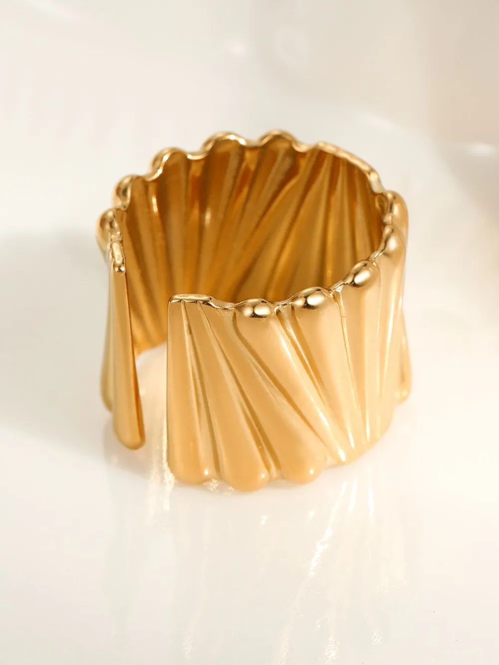 18K Gold-Plated Wide Band Statement Ring, image 4