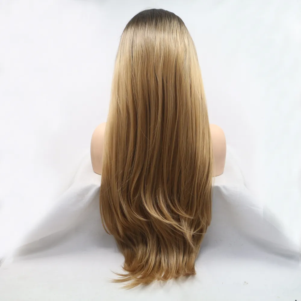 13*3" Lace Front Wigs Synthetic Long Straight 24" 130% Density, image 2