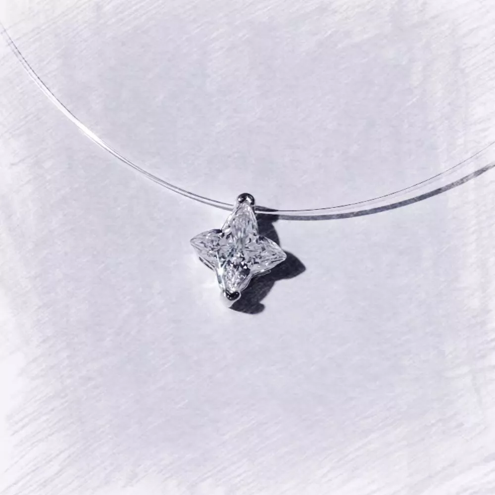 2 Carat 925 Sterling Silver Moissanite Star Pendant Necklace, image 2