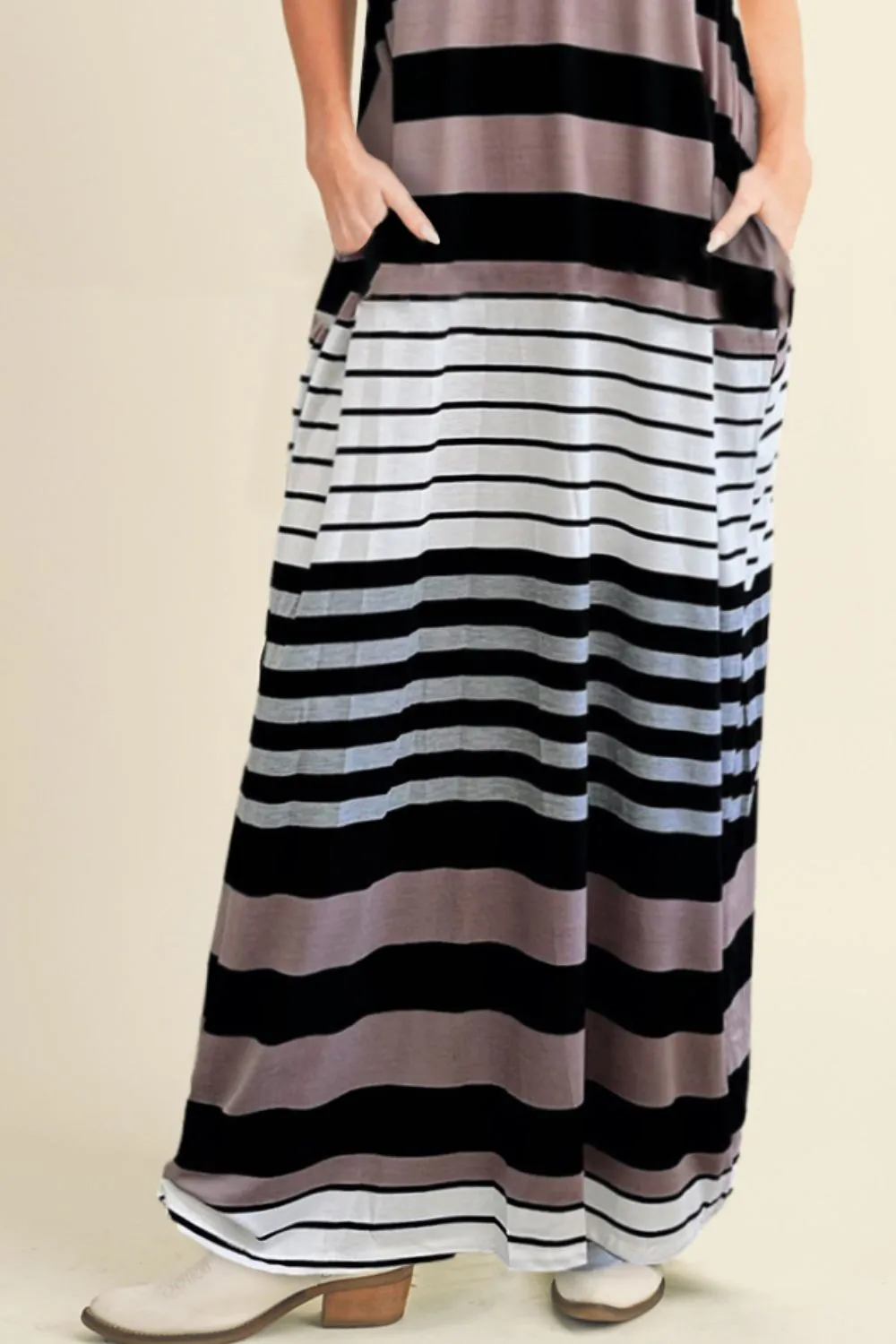 Pocketed Striped V-Neck Sleeveless Cami Dress, image 3