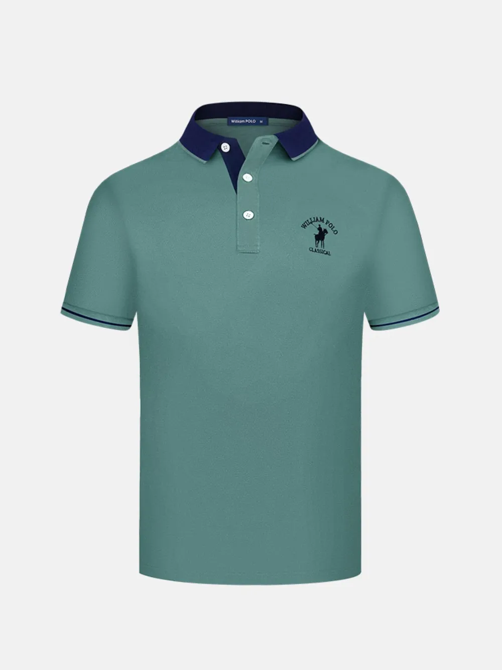 Men's Plus Size Contrast Collar Short Sleeve Embroidered Polo, image 5