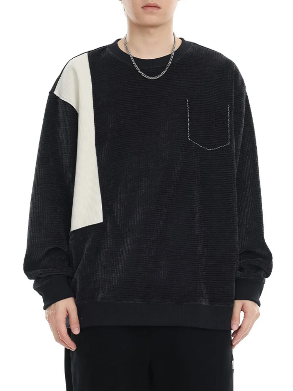 Men's Plus Size Color Block Oversized Sweatshirt, image 2