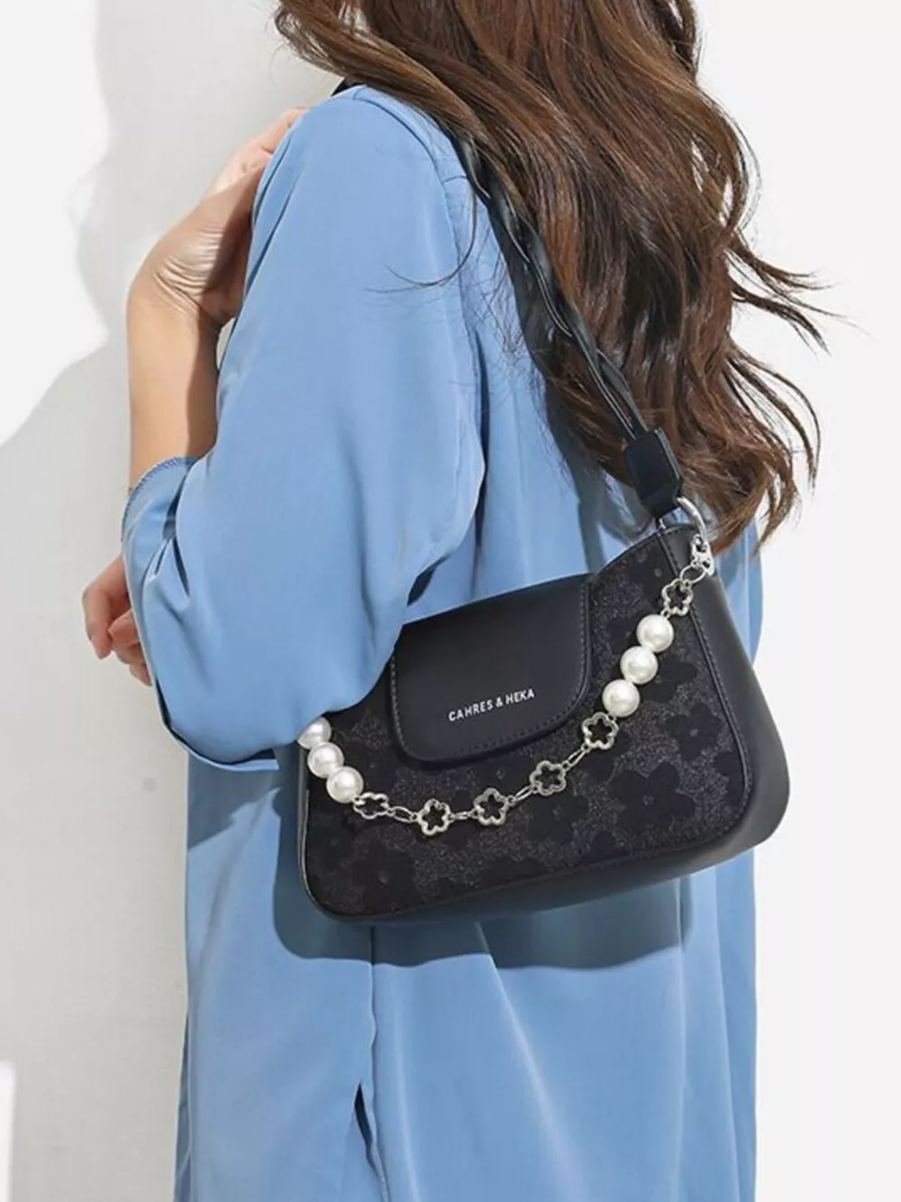 Pearl Chain Decor Shoulder Bag, image 5