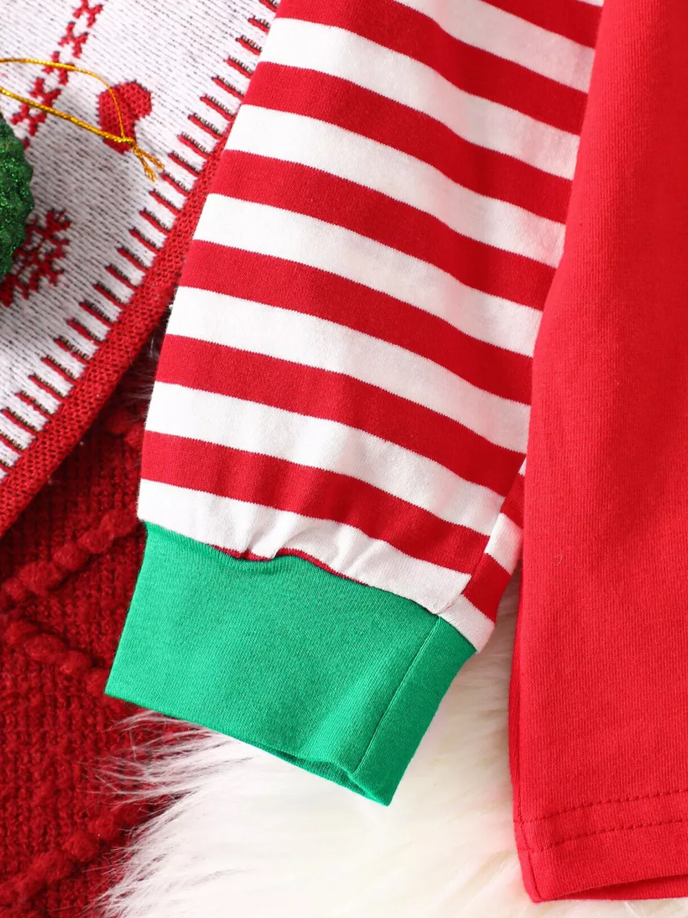 Children's Christmas Reindeer Striped Pajama Set, image 4