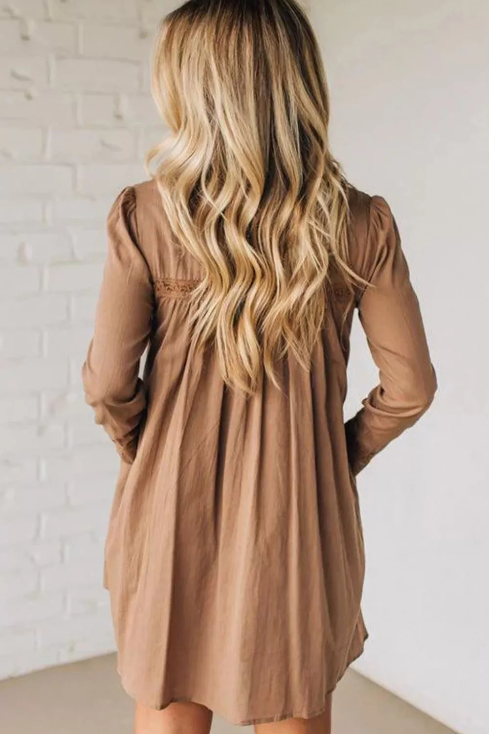 Lace Trim Button-Down Mini Dress, image 2