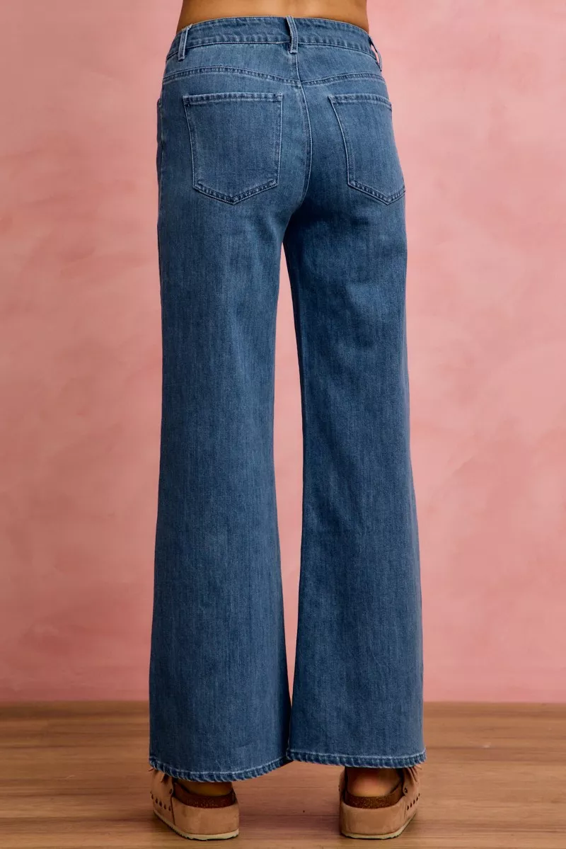 Seam Detail Mid Rise Stretch Denim Jeans, image 2