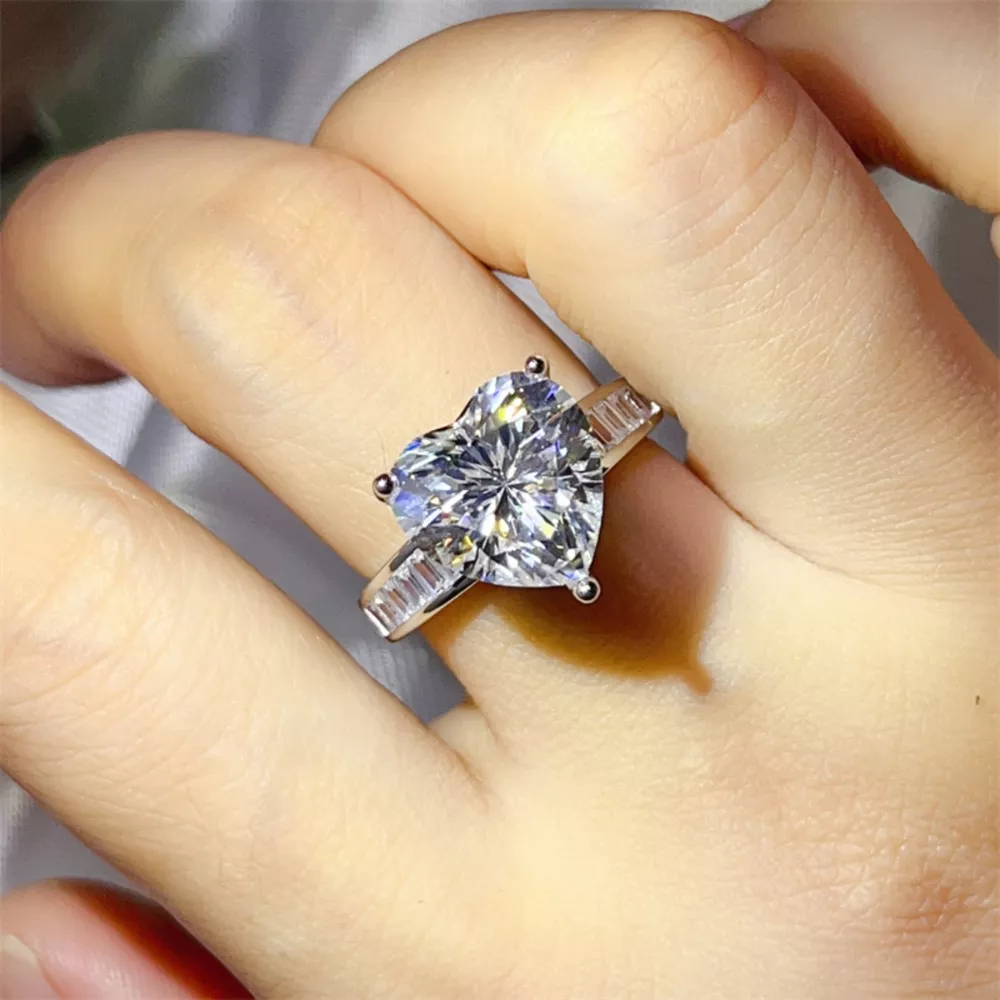 5 Carat Moissanite 925 Sterling Silver Heart Ring, image 4