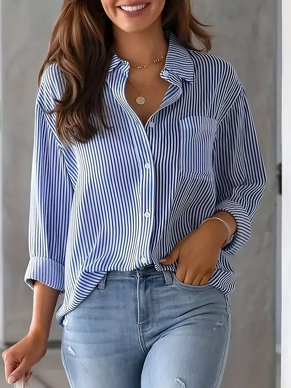 Classic Striped Button-Down Shirt, image 3