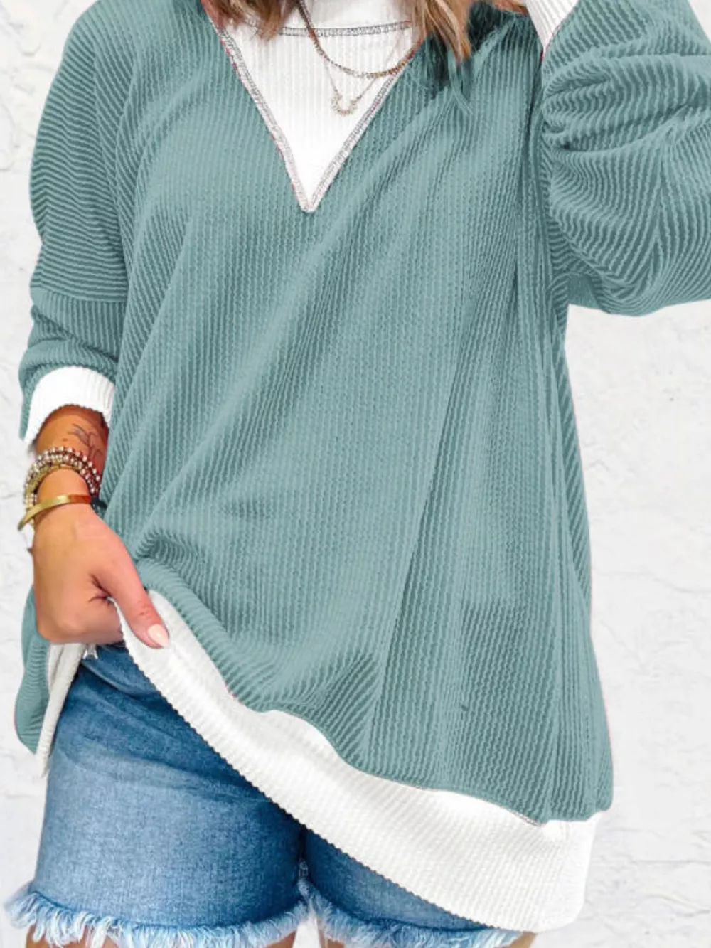 Contrast Dropped Shoulder Sweatshirt, image 14