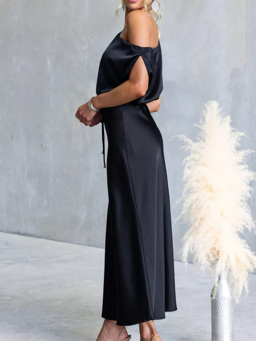 One-Shoulder Tied Midi Dress, image 9