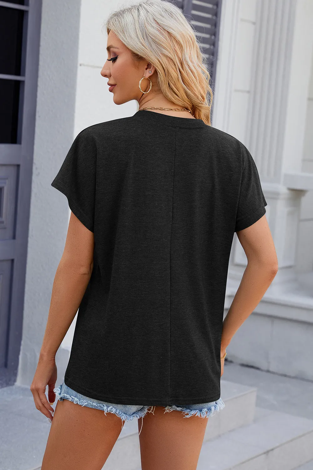 V-Neck Short Sleeve T-Shirt, image 3