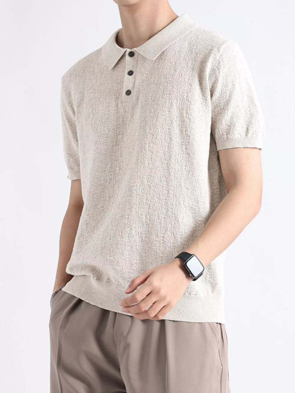 Men's Plus Size Button Detail Short Sleeve Polo, image 7