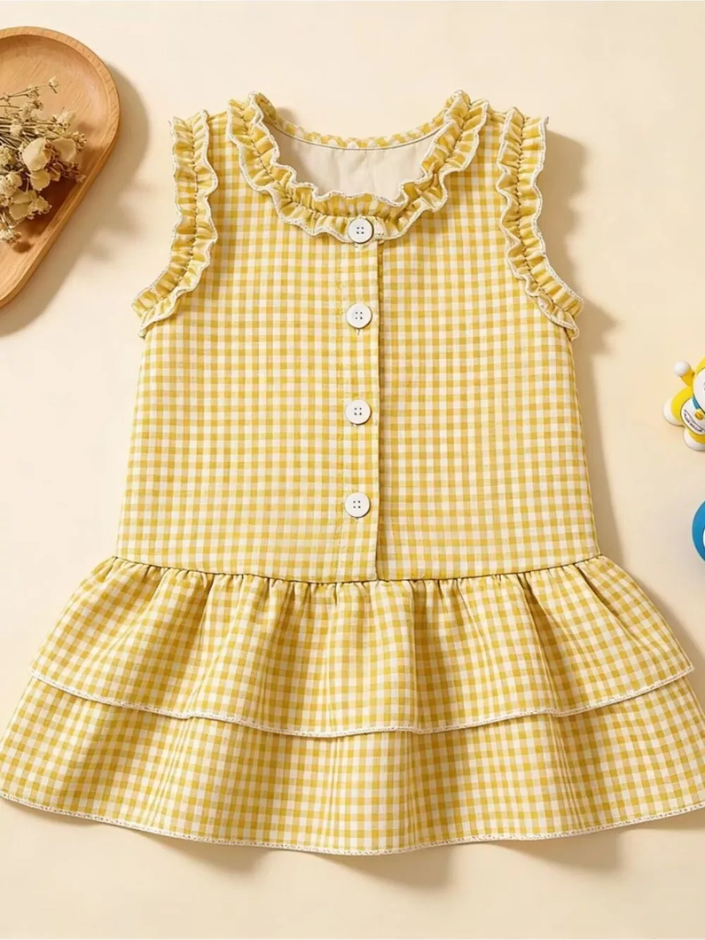 Children's Ruffled Gingham Sleeveless Dress, image 11