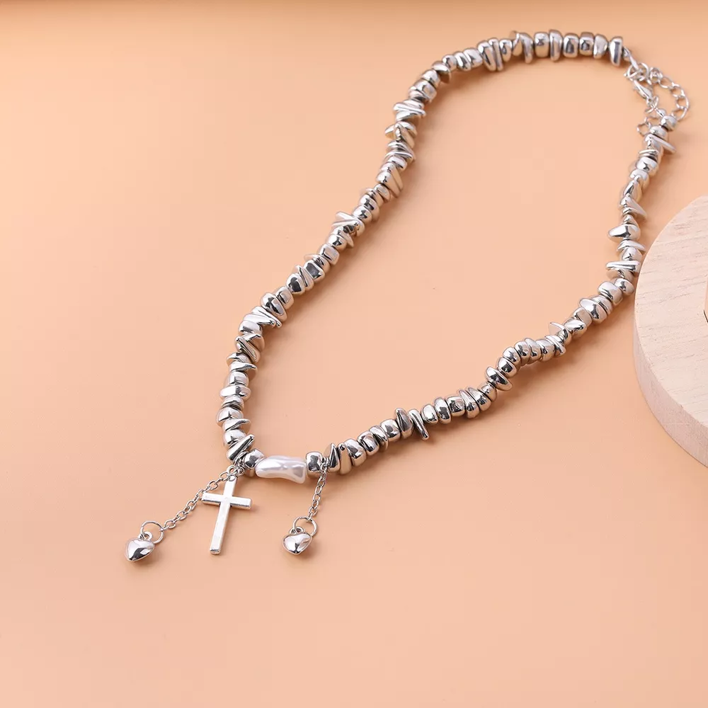 Chunky Chain Cross Pendant Necklace, image 5