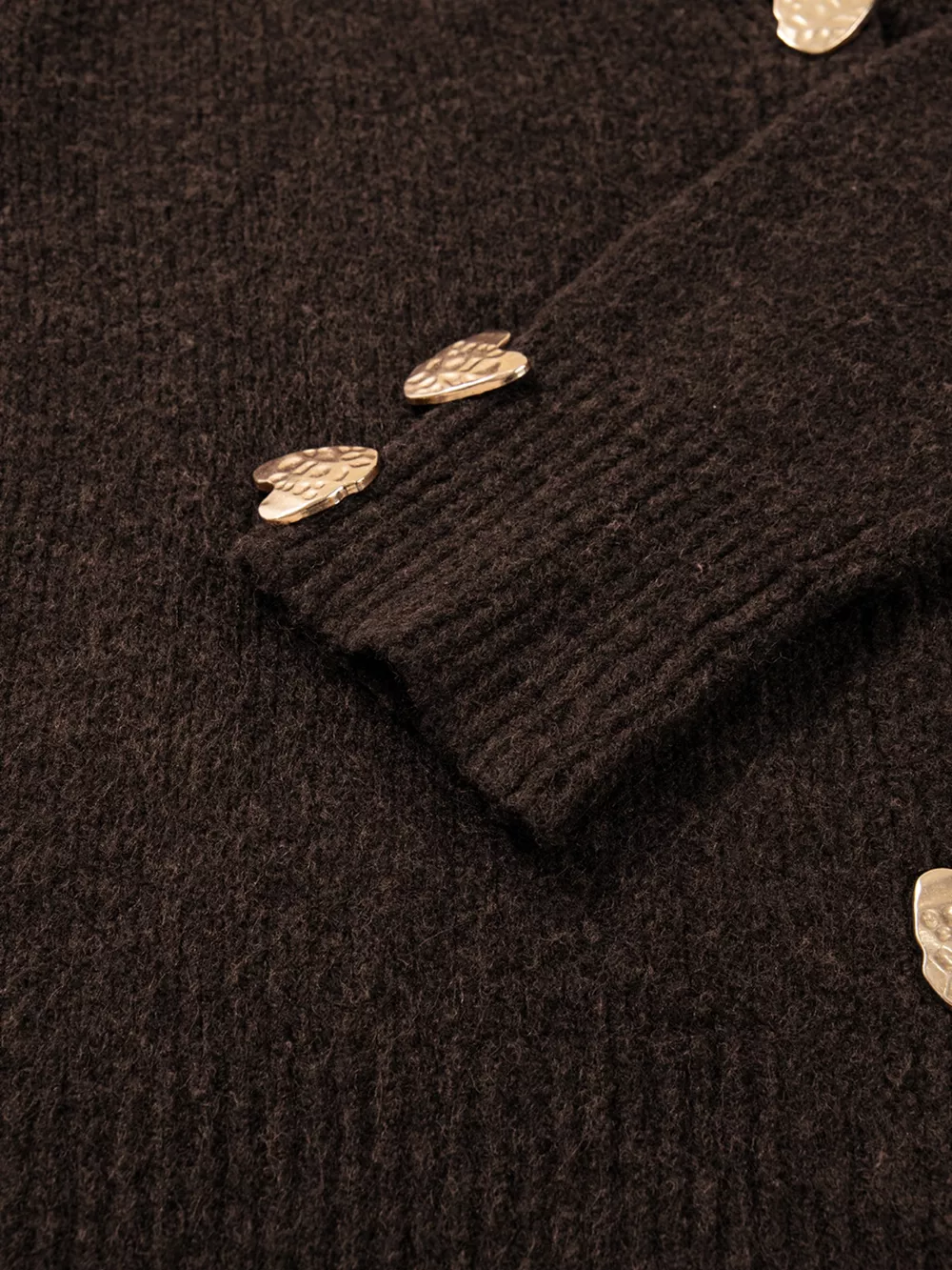 Heart Metal Button V Neck Cardigan Sweater, image 3