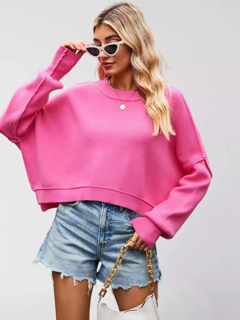 Round Neck Dropped Shoulder Sweater, image 7