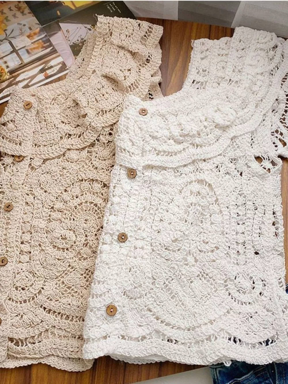 Crochet Lace Button Up Cardigan, image 4