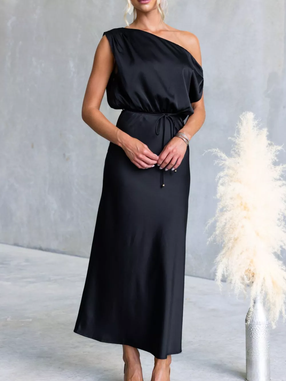 One-Shoulder Tied Midi Dress, image 7