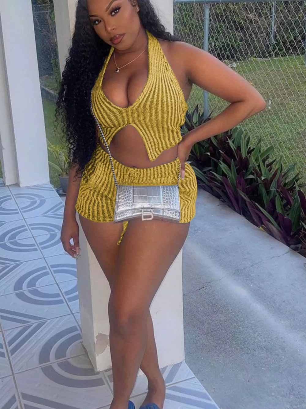 Halter Neck Top and Shorts Sweater Set, image 14
