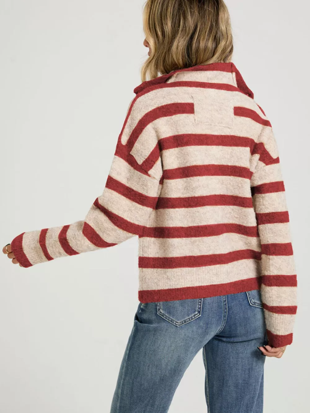 Striped Fuzzy Knit Cardigan, image 6