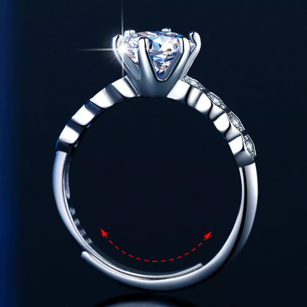 1 Carat Moissanite 925 Sterling Silver Ring, image 4