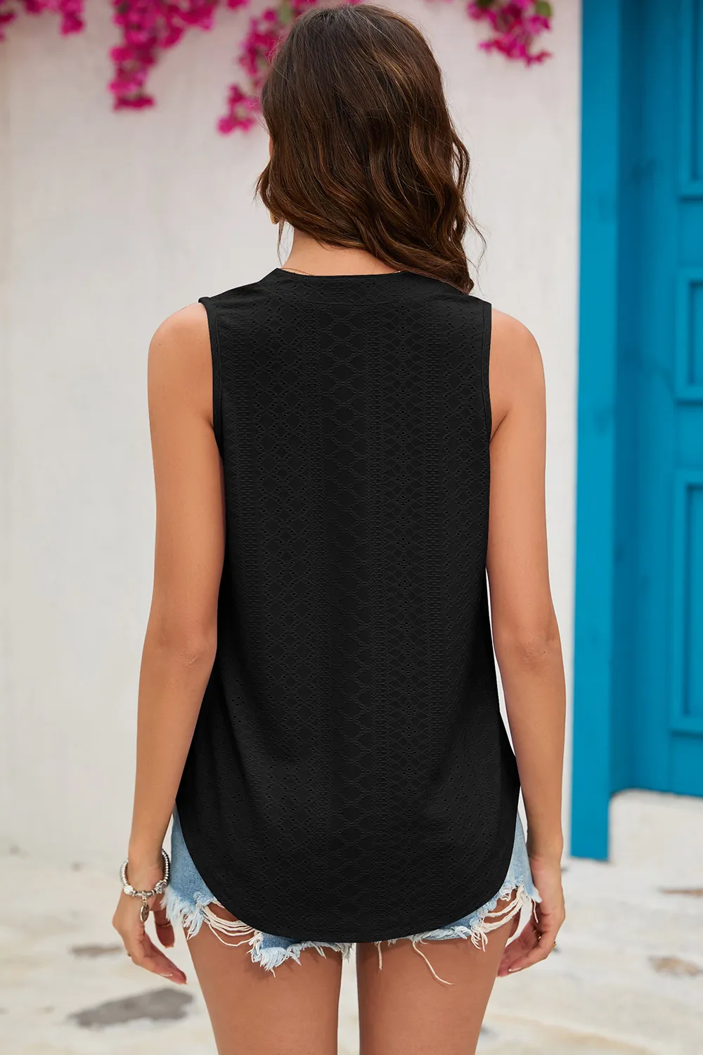 Eyelet Notched Sleeveless Top, image 20