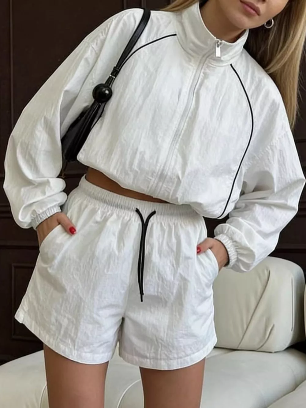 Zip-Up Jacket and Shorts Two-Piece Set, image 5
