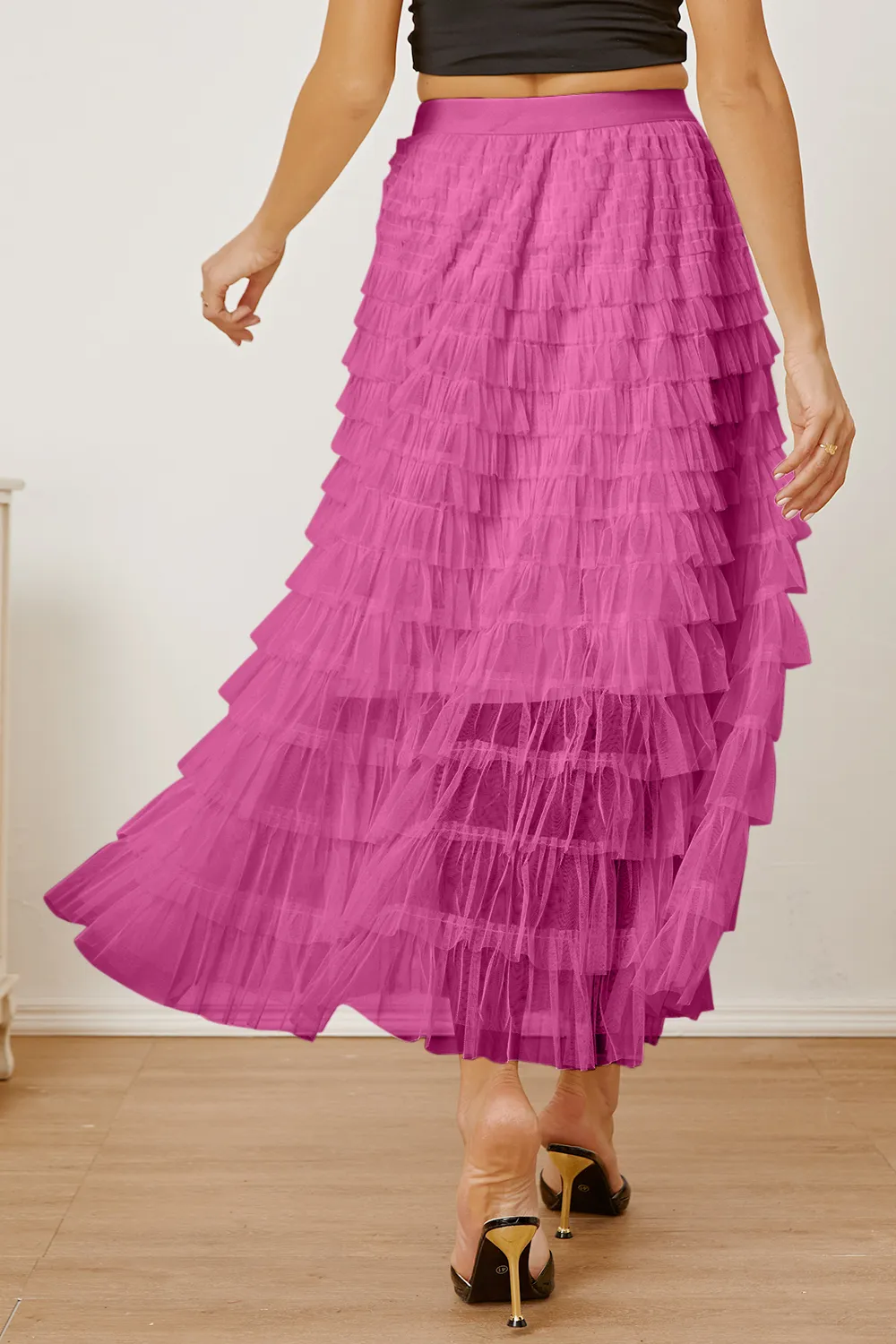 Ruched High Waist Tiered Skirt, image 14