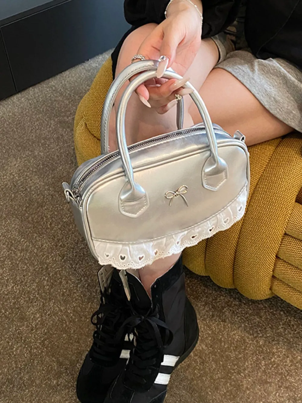 Lace Detail Bow Crossbody Bag, image 7