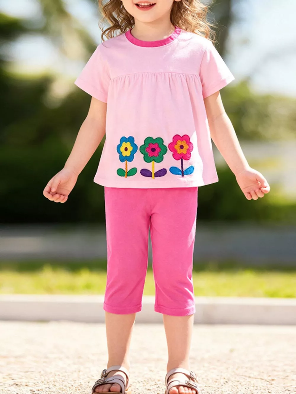 Children's Floral Top & Capri Pants Set