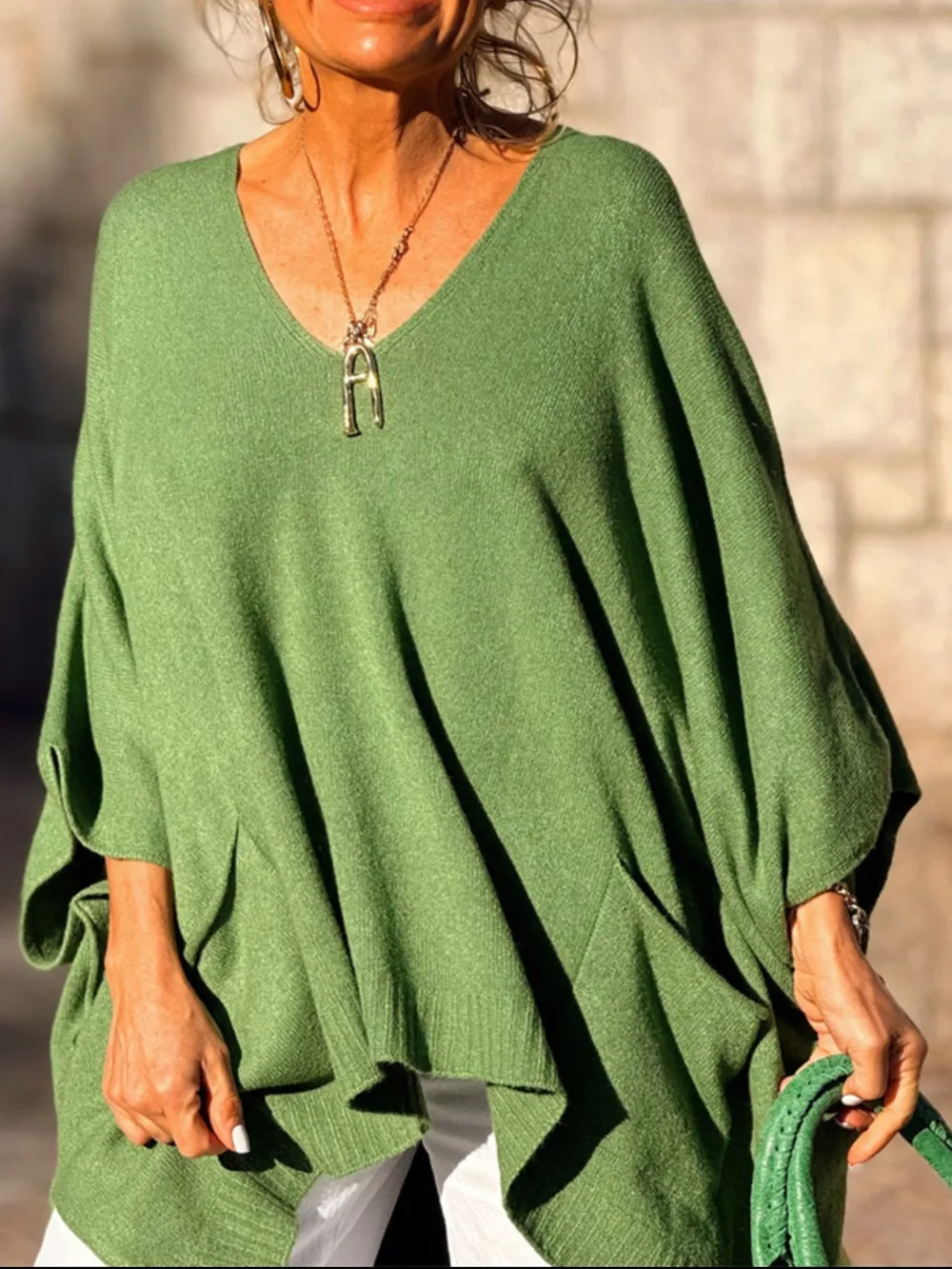 Ribbed Hem V-Neck Sweater, image 4