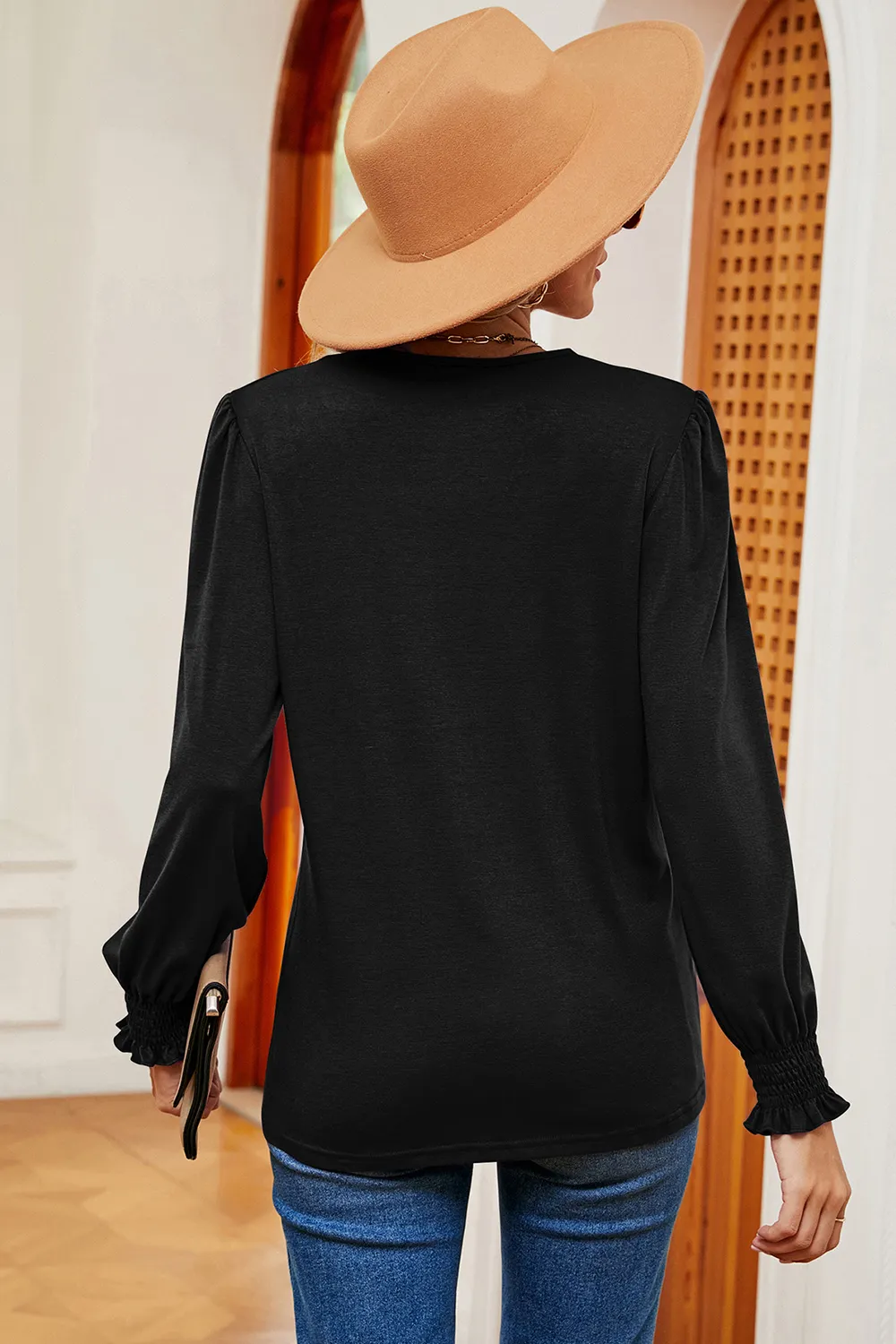 V-Neck Long Sleeve T-Shirt, image 2