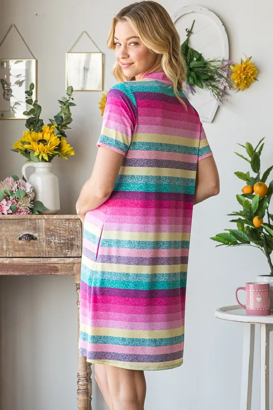 Full Size Striped Short Sleeve Mini Tee Dress Plus Size, image 11
