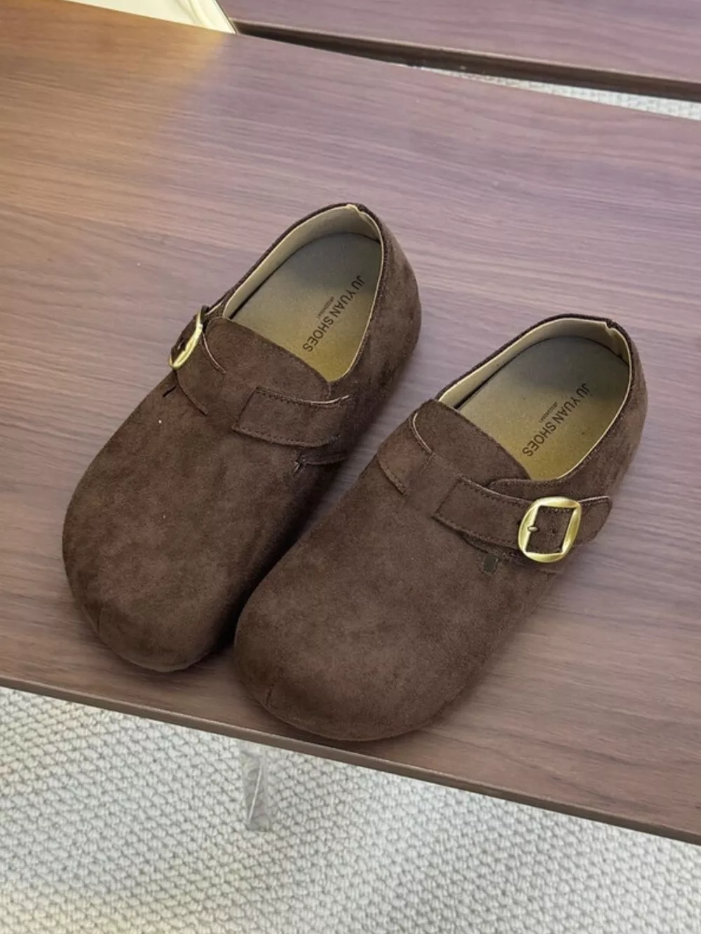 Suede Buckle Slip-Ons, image 2