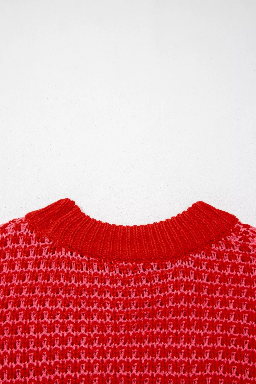 Stripe Wavy Crochet Eyelet Detail Ruffle Half Sleeve Sweater, image 7