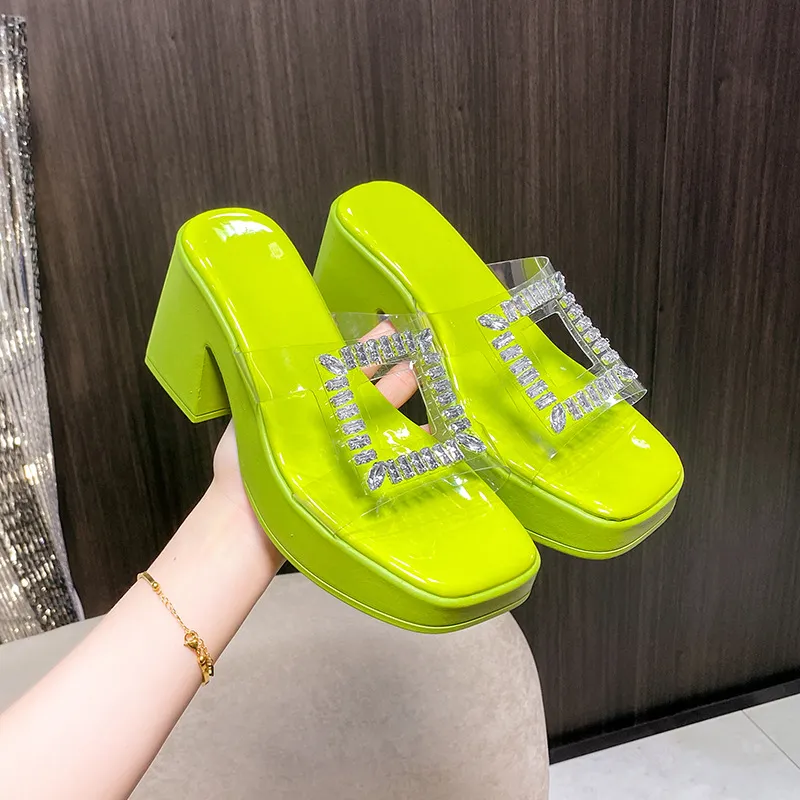 Rhinestone Open Toe Block Heels Sandals, image 2