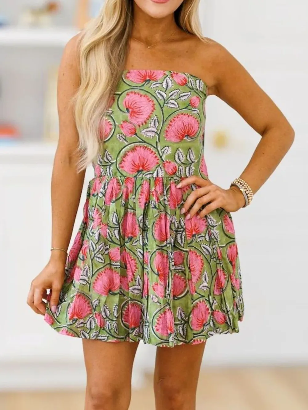 Printed Tube Mini Dress, image 3