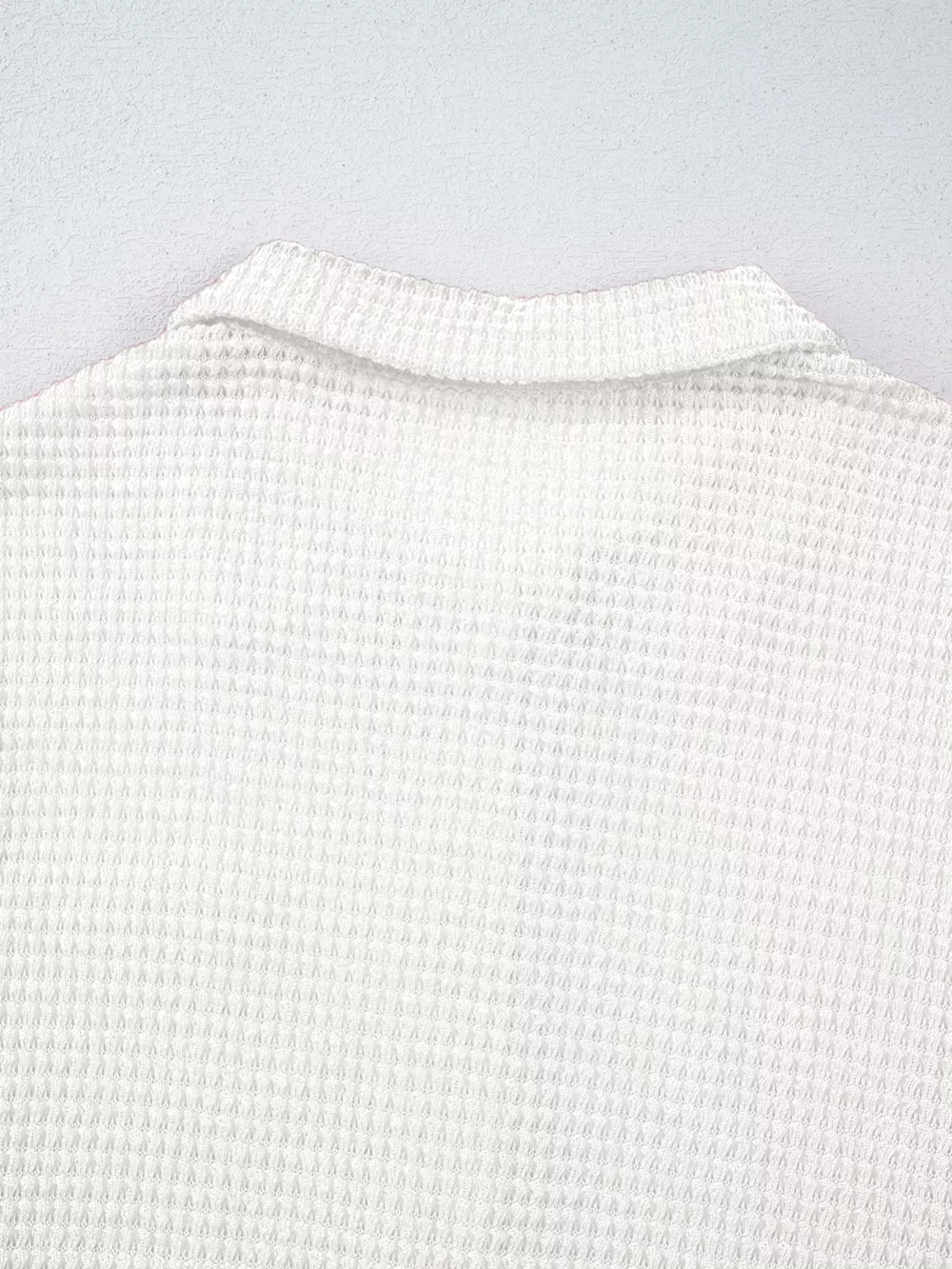 Waffle Knit Button Detail Top, image 3