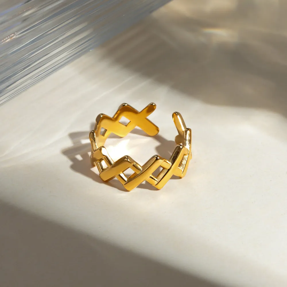 Stainless Steel Cutout Open Ring, image 2