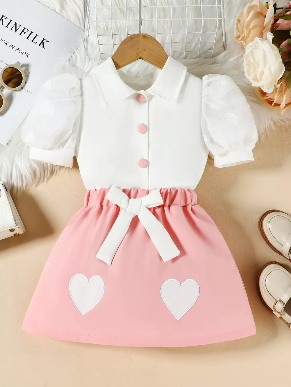 Children's Puff Sleeve Top & Skirt Set, image 2