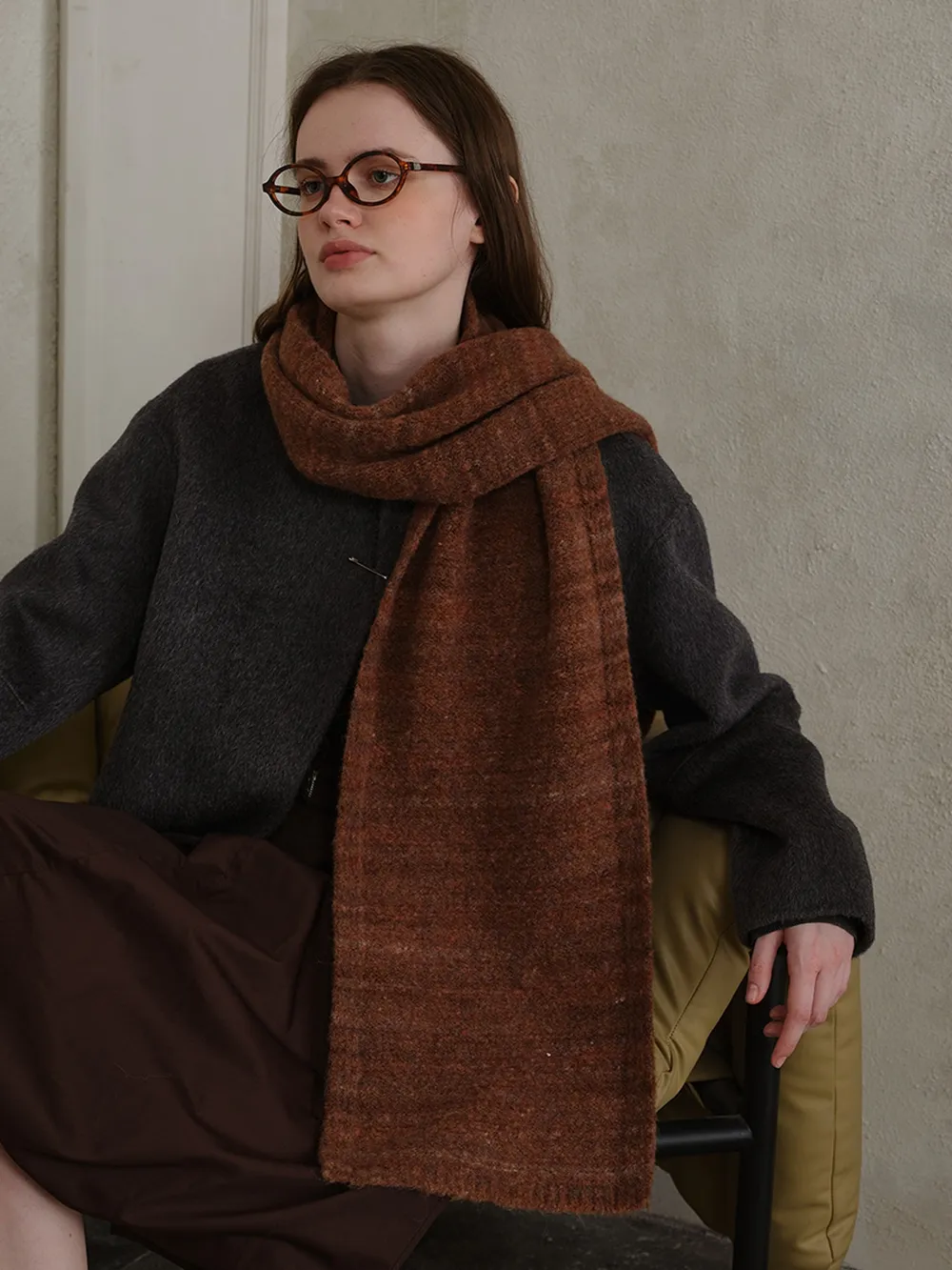 Striped Detail Knit Scarf, image 11