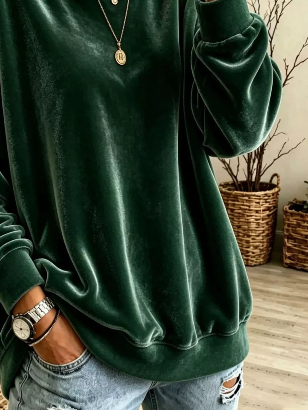 Full Size Solid Color Crew Neck Sweatshirt Plus Size, image 14