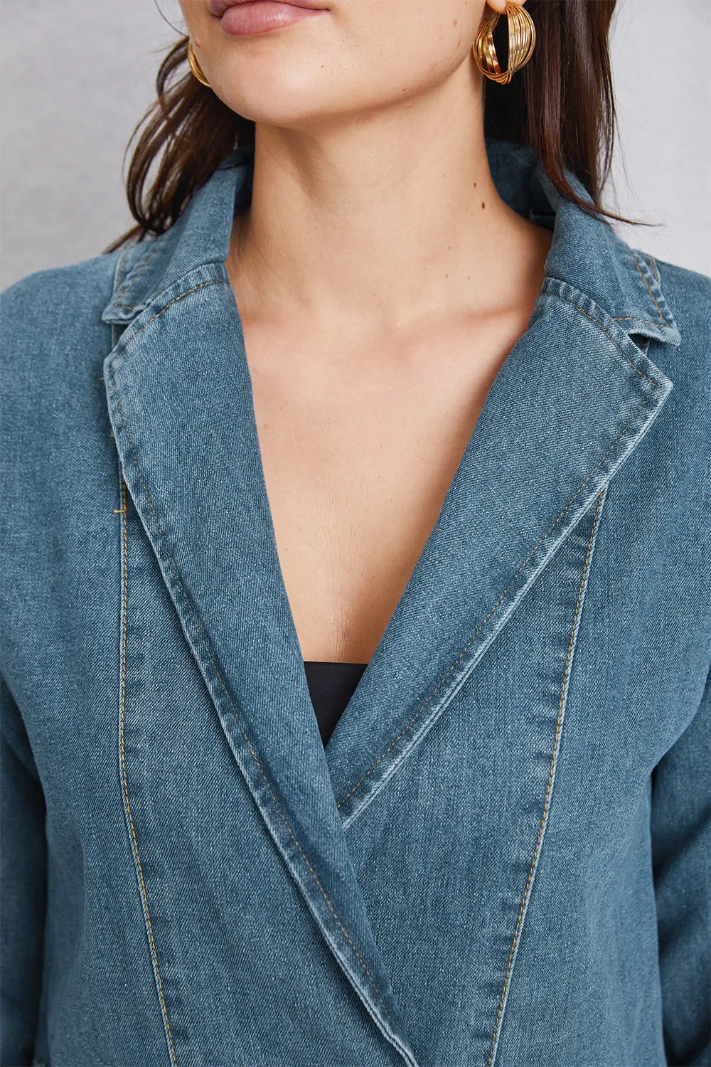 Pocketed Button Up Denim Jacket, image 9