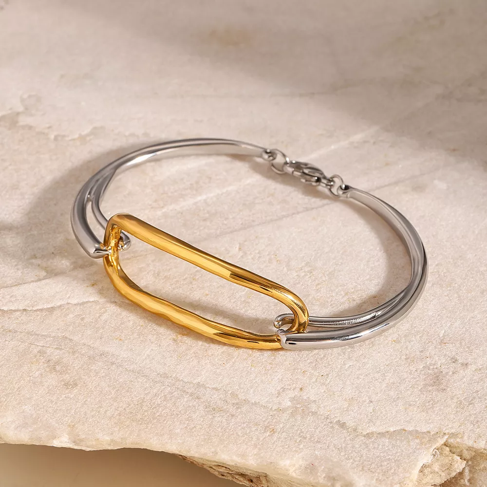 Two-Tone Geometric Link Bracelet, image 2