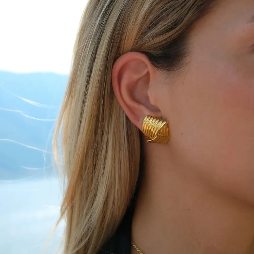 Texture Stainless Steel Stud Earrings, image 2