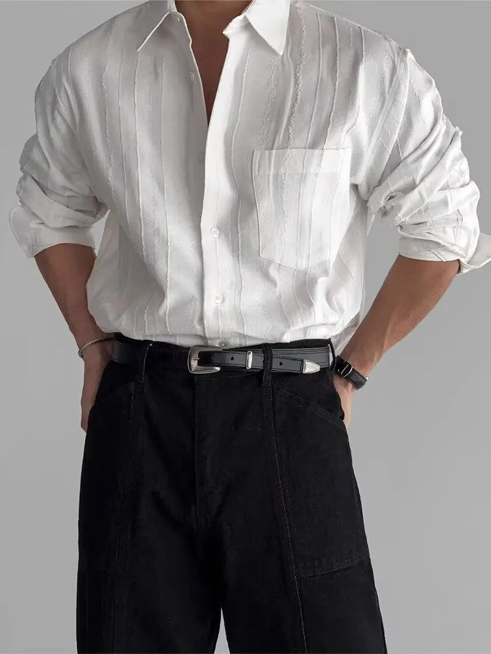 Men's Button Up Long Sleeve Shirt, image 4