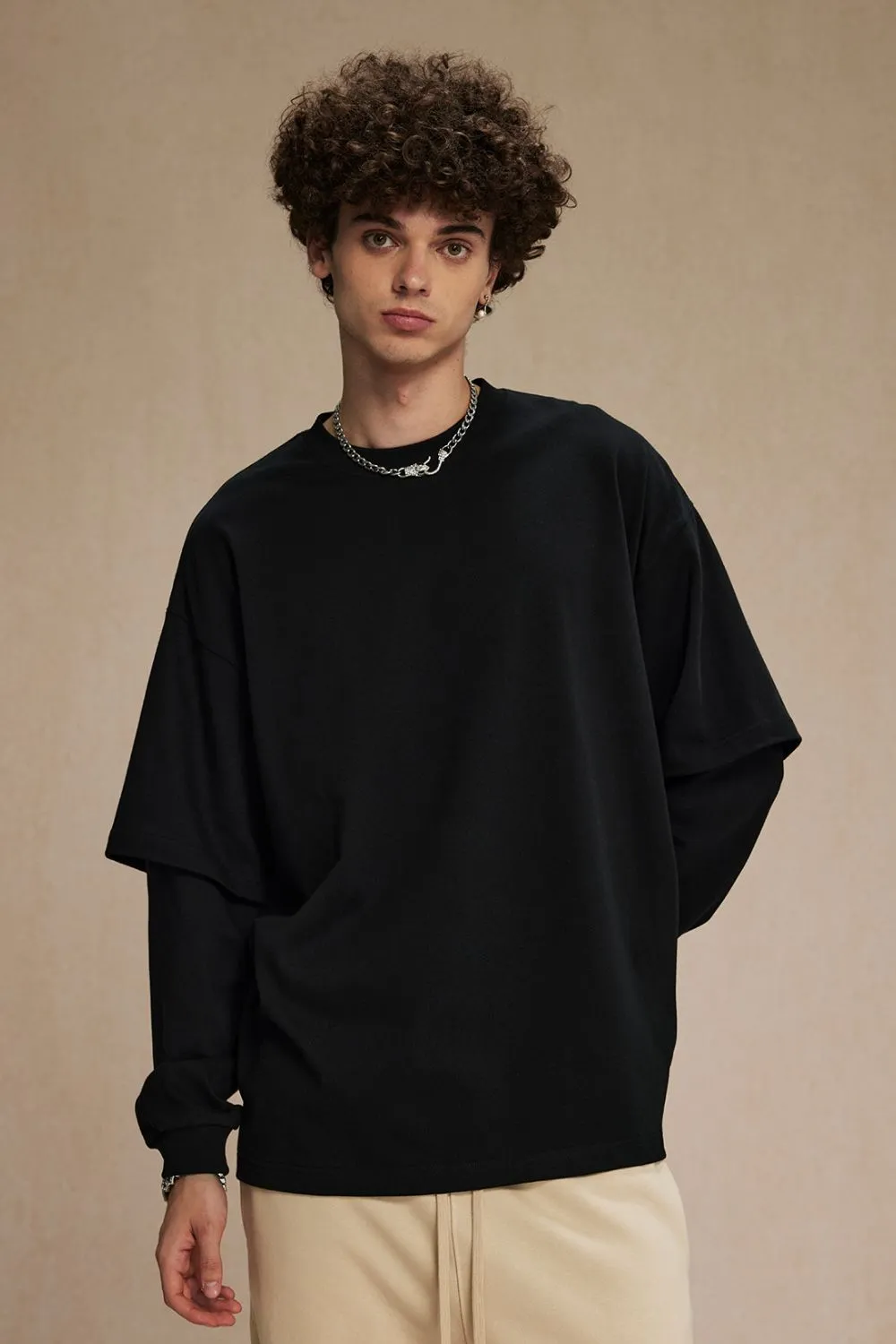 Men's Round Neck Long Sleeve T-Shirt, image 2